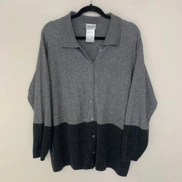 Basler Black Grey Cashmere Silk Button Up Cardigan 44 - Picture 1 of 7
